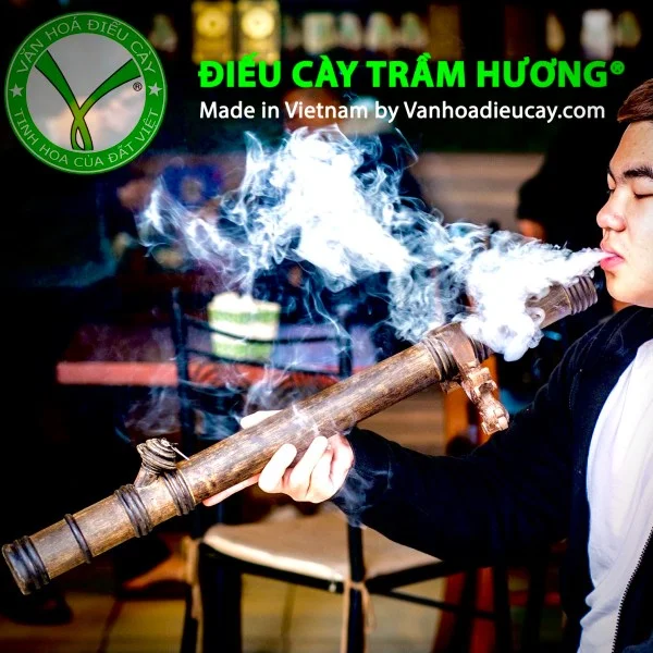 Điếu cày gỗ Trầm Hương®: 60cm, hút ngon mát, hương thơm ngọt lịm lan toả